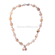 Natural Agate Stone Pearl Beaded Necklace